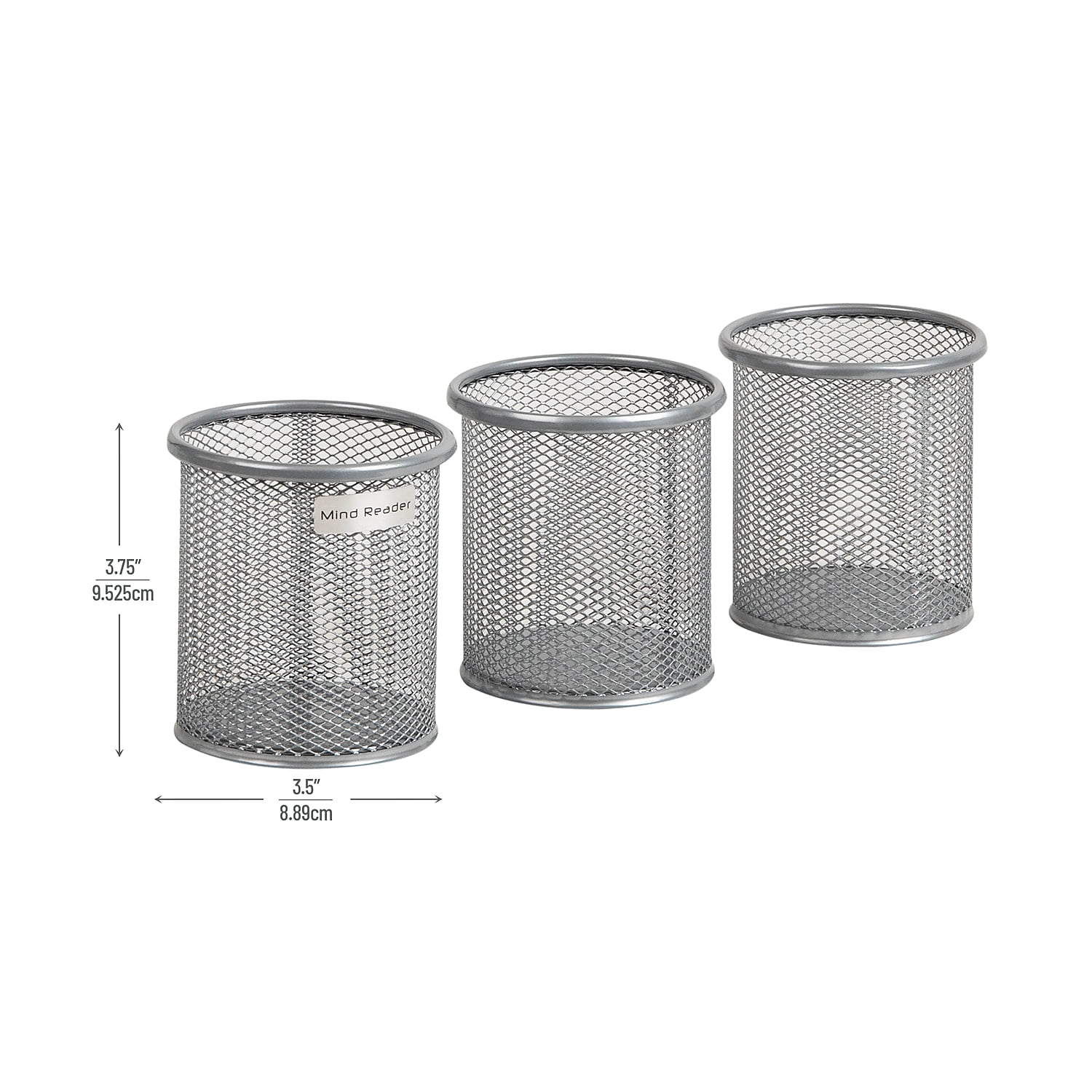 Mind Reader Metal Pen and Accessory Holder Desk Organizer Silver 3-Pieces (CLIPMESH3-SIL)