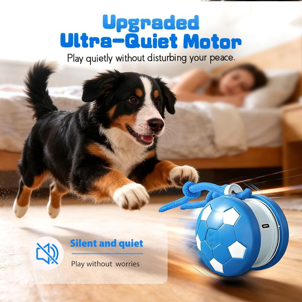 Interactive Dog Balls, Electric Moving and Rolling Enrichment Dogs Ball with Rope, Interactive Pet Ball for Small Medium Large Dogs, Rechargeable Motion-Activated Smart Dog Ball (Blue+Orange, 2Pcs)