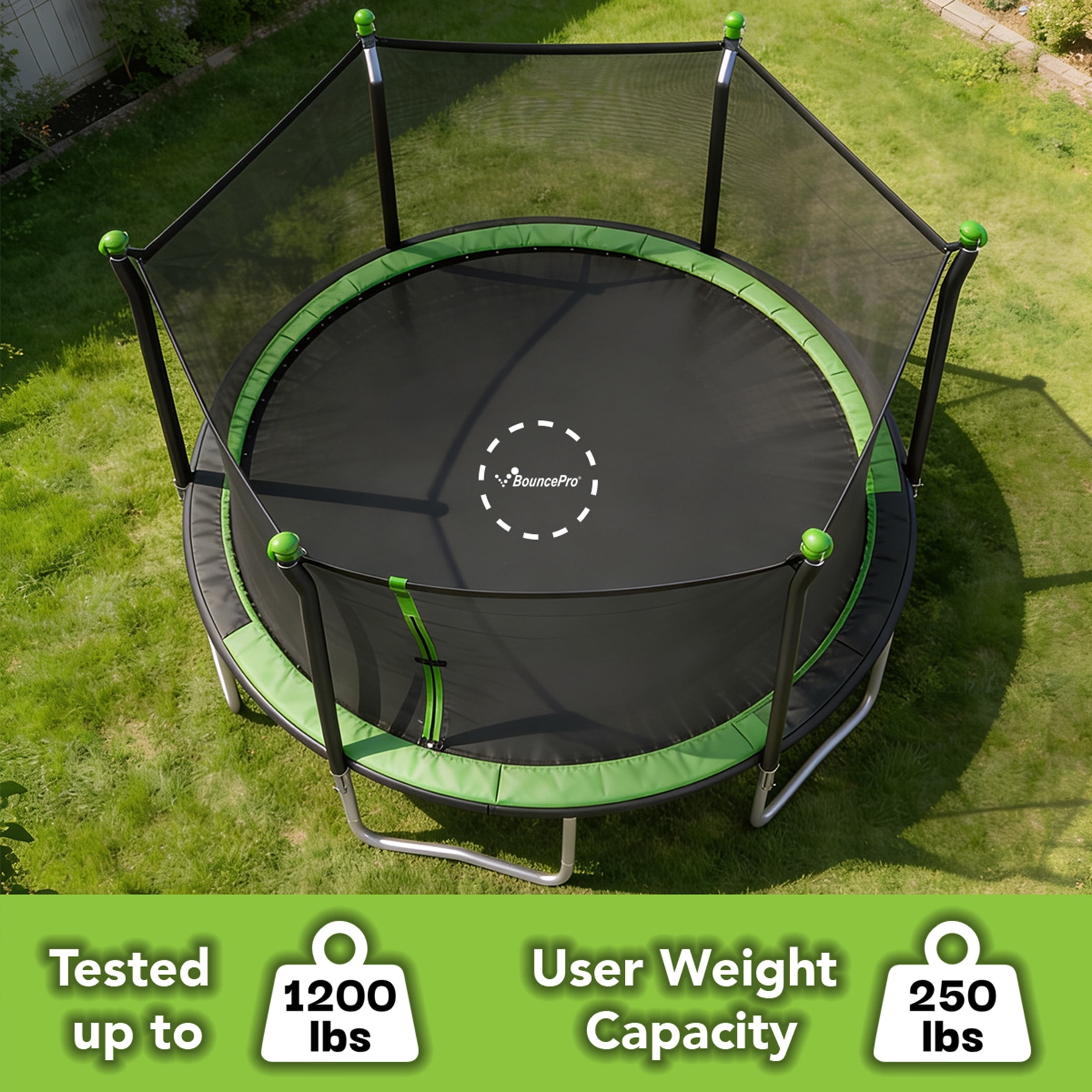 Bounce Pro 10' Trampoline with Flash Light Zone & Bungee Cords