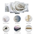 thumbnail image 5 of ZHONGYUTONG White Rose Canvas Wall Art 5 Pieces Blooming Flower Water Drops Painting Prints (16"x24"x2pcs 16"x32"x2pcs 16"x40"x1pcs), 5 of 6