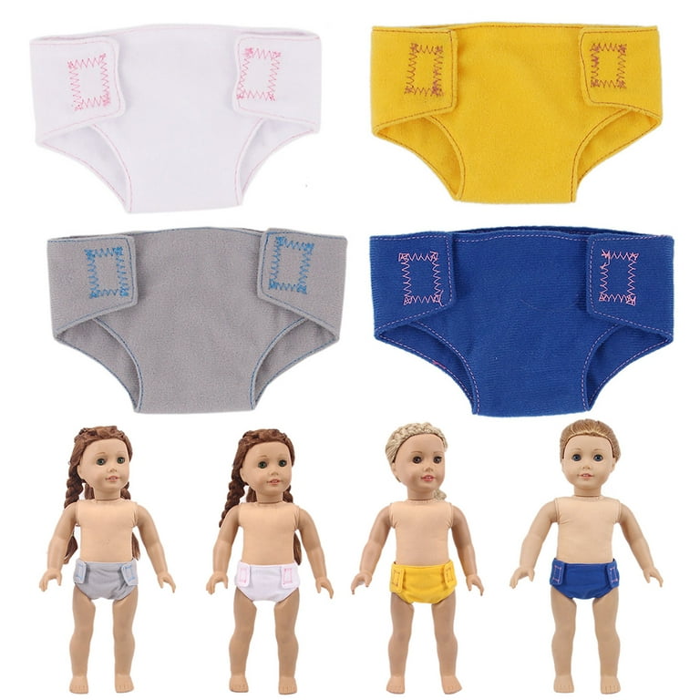 4 Pairs Doll Underwear Cute Baby Doll Underwear Doll Diaper for 18'' Girl  Dolls