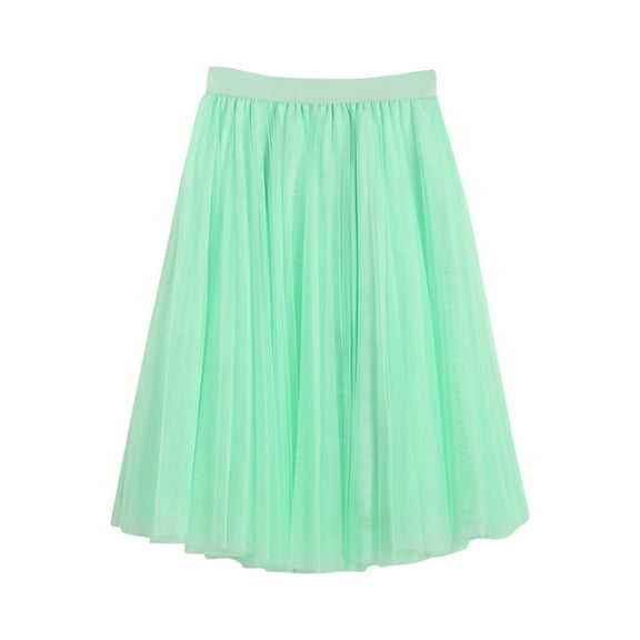 HJYCHN A-line Pleated Skirt for Women Long Ruffle Chiffon High-Waist Elegant Elegant Flowy Skirt Green One Size