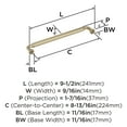 thumbnail image 5 of Amerock Coble 8-13/16 inch (224mm) Center-to-Center Golden Champagne Cabinet Pull, 5 of 6