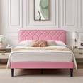 thumbnail image 3 of VECELO 3-Piece Pink Bedroom Set with Full Upholstered Bed Frame and 2 Nightstands, 3 of 10