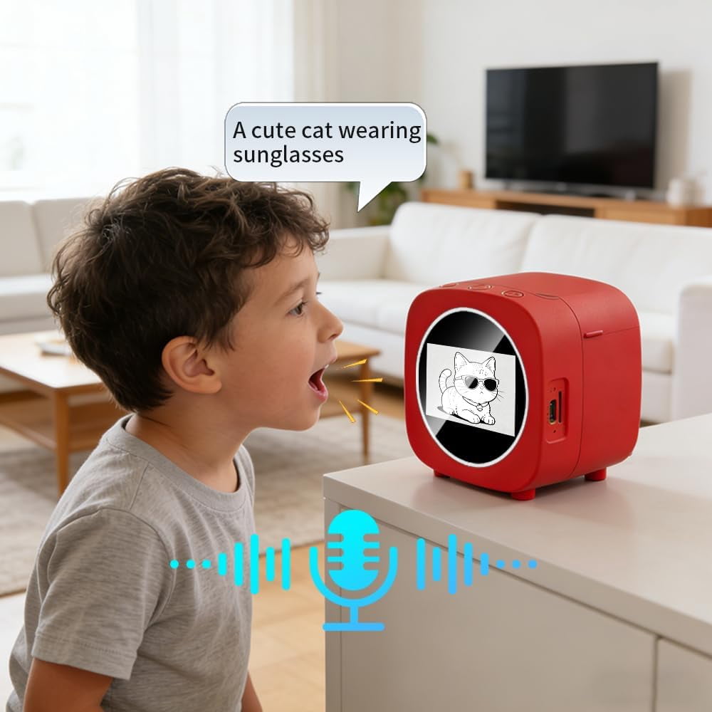 Smart Voice Sticker Printer with Screen, Portable Inkless Thermal Label Maker, Mini Rechargeable DIY Sticker Machine for Home, School & Office, Students, Teachers & Creative Users
