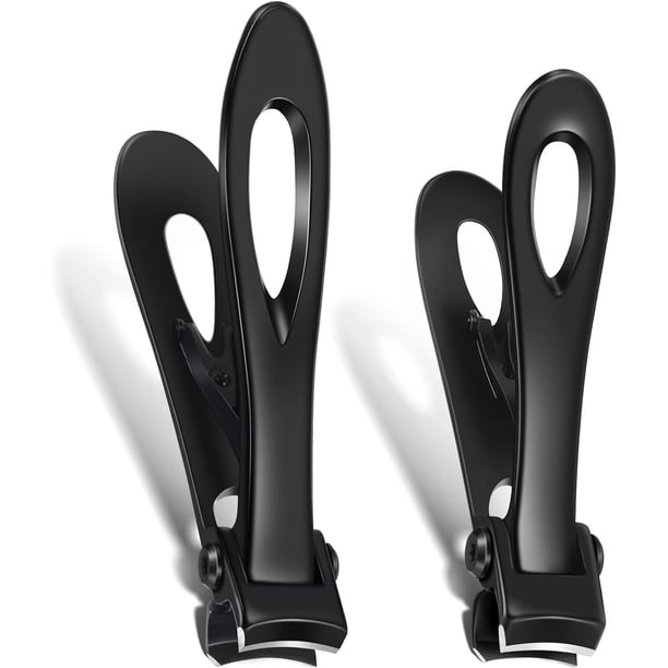 2 cortaúñas gruesas de gran tamaño para uñas de los pies gruesas o uñas duras de acero inoxidable de gran tamaño, 2 tamaños (negro)