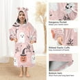 thumbnail image 3 of FORMRS Wearable Blanket Hoodie with Sleeves for Kids Cozy Flannel Sweatshirt, Pink Halloween Ghosts, 3 of 7