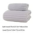 thumbnail image 3 of 2-Piece Corduroy Towel and Bath Towel Set - Soft, Thickened & Absorbent, 75x35cm + 140x70cm, Polyester, Gray/White/Blue/Pink, Safe & Durable for Home, Baby, Gym - Easy Care, Wrinkle Resistant, 3 of 7