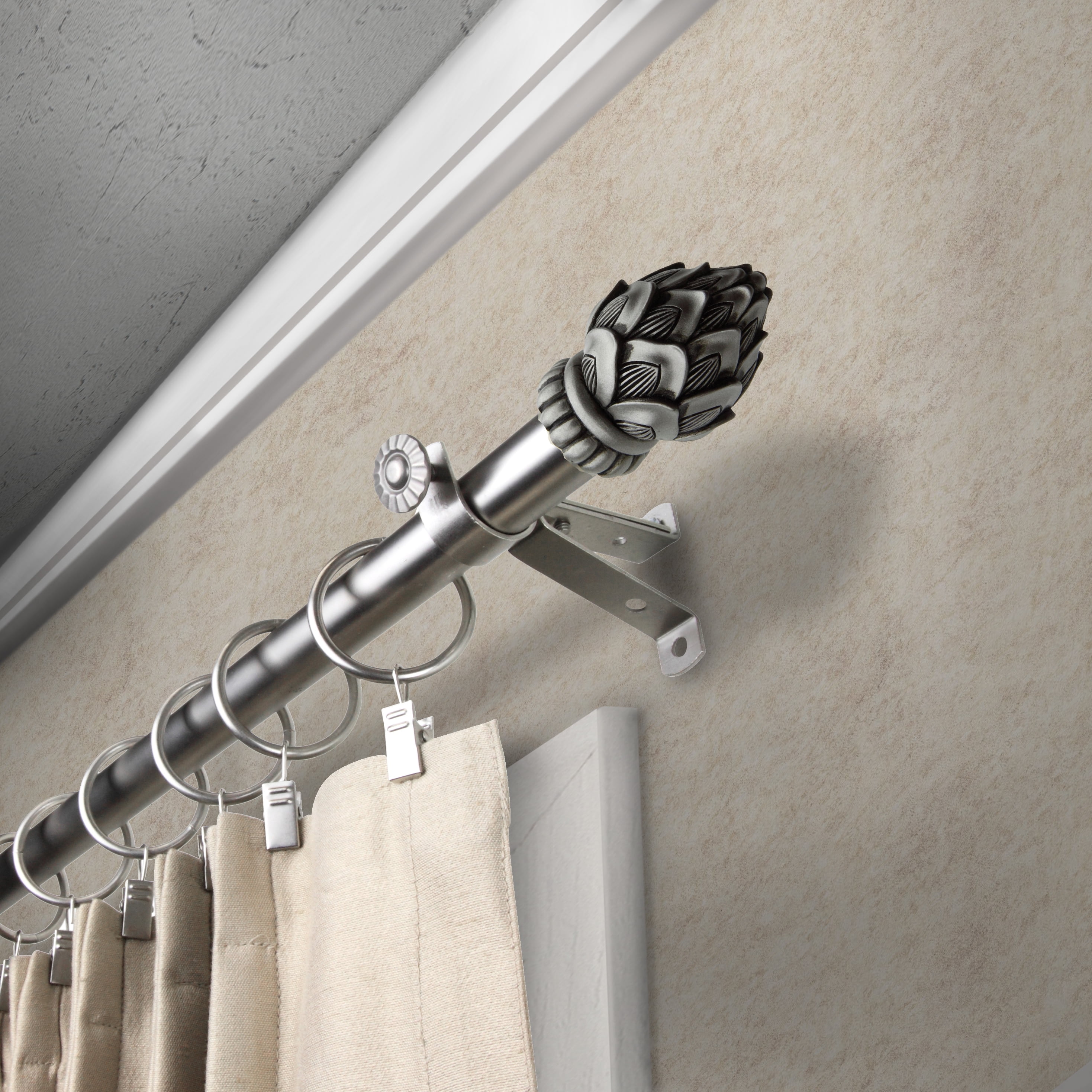 13/16" Dia Adjustable 28-48" Alonzo Curtain Rod in Satin Nickel