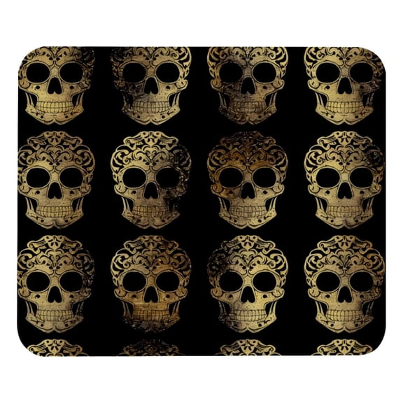 PhooArto Comfortable Mouse Pad Golden Skull Head Pattern Desktop Mousepad , 21 x 25 cm Mouse Mat, Non-Slip Rubber Base, Improves Speed and Precision