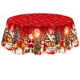 thumbnail image 4 of Christmas Tablecloth Round 60 Inch, Holiday Dining Table Cover, Festive Christmas Table Decor for Kitchen Home Party, 4 of 5