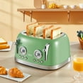 thumbnail image 4 of Wiltal tostador de 4 rebanadas, tostador verde retro, bagel, con tapa de acero inoxidable. Funciones de recalentamiento, descongelación y cancelación, función de cuenta regresiva, 6 niveles de dorado, 4 of 5