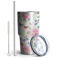 thumbnail image 2 of 30oz Pioneer Flower Floral Print Pattern Tumbler, Double Wall Vacuum Insulated Cup, BPA-Free Leak Proof Lid & Reusable Straws, Hot 12h, Cold 34h, 2 of 6