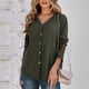 thumbnail image 3 of Blusa de manga larga ANGGREK con cuello en V Panel de Encaje Poliéster Para Mujer Verde L, 3 of 8