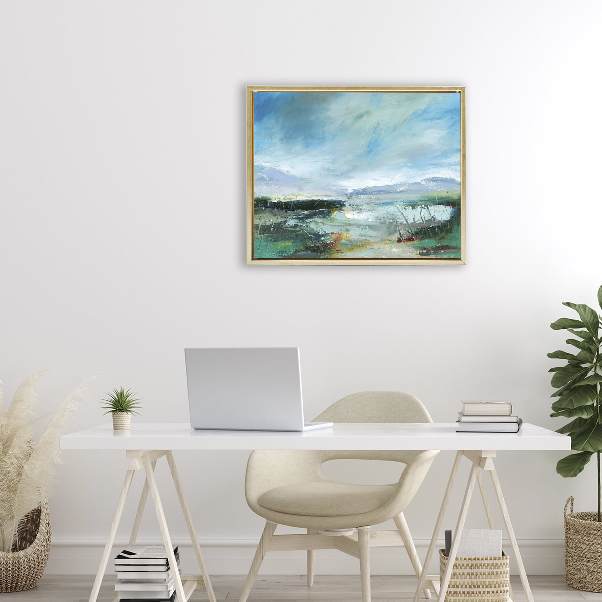 Stupell Industries Days By The Loch Gold Framed Floater Canvas Wall Art, design by Lesley Birch
