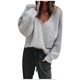 thumbnail image 2 of Gibobby Suéteres mujer, Suéter casual de manga larga con cuello en V para mujer, estilo clásico(Gris,CH), 2 of 5