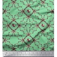 thumbnail image 1 of Soimoi Green Poly Georgette Fabric Floral Wreath Geometric Printed Fabric 1 Yard 42 Inch Wide, 1 of 5
