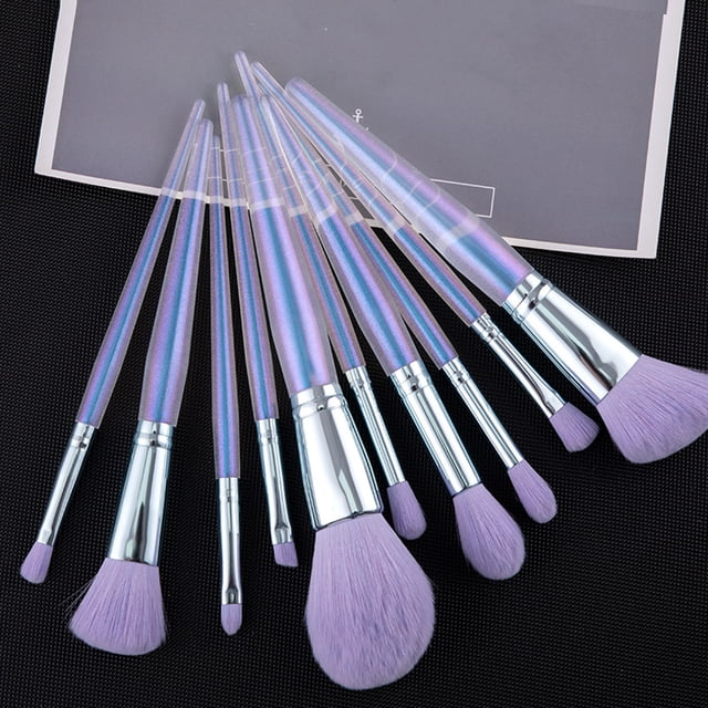 TABLZONE 10Pcs Professional Purple Makeup Brush Set Multipurpose Cosmetic Tools for Facial Contouring