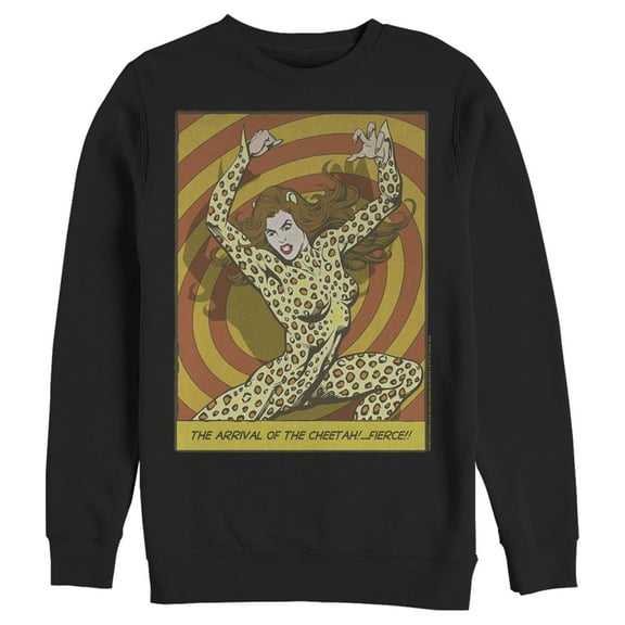 Men's Justice League Cheetah Comic Panel Sweatshirt Black 3X Large