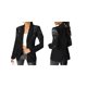 thumbnail image 3 of Blazer de Negocios para Mujer, Chaqueta de Traje de Larga con Abertura Frontal, Abrigo con Botones de Diamantes de Imitación, Ropa de Oficina Negro XL, 3 of 7