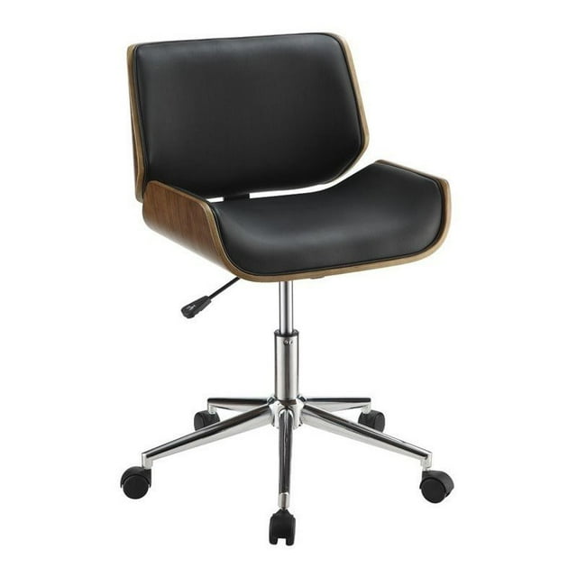 Coaster Addington Adjustable Curved Seat Faux Leather Office Chair in Black
