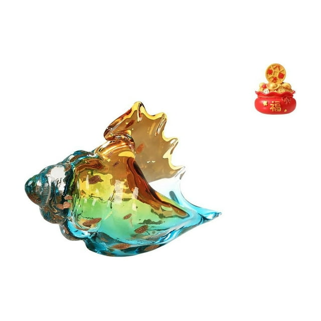 Figura De Caracola De Cristal Con Forma De Bolsa De Dinero, Adorno Artesanal De Animales Marinos, Estatua De Cuenco Del Tesoro, Cornucopia Para El Hogar, La Oficina, La Entrada, La Habitación,