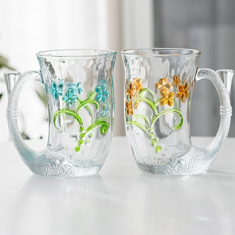 Crystal glass, enamel water cup, home coffee cup, juice cup, girl heart  flower tea cup, European style. - AliExpress