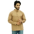 thumbnail image 3 of Atasi Ethnic Men's Short Kurta Light Brown Mandarin Collar Cotton Shirt-XXX-Large, 3 of 7