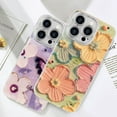 thumbnail image 7 of Phone Case for iPhone 14 Case for Women Girls, Cute Colorful Retro Oil Painting Flower Floral Design with Shiny Bling Diamonds Camera Cover Silicone Shockproof Protective, 7 of 7