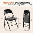 thumbnail image 5 of 6 Pack All-Steel Metal Folding Chairs, Black Heavy Duty Metal Foldable Dining Chair with Backrest, 350 LBS Load Capacity Portable Fold Chair for Home Office Indoor Outdoor Events, 5 of 7