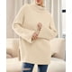 thumbnail image 4 of Suéter de punto de canalé con cuello alto y manga larga dividido de gran tamaño con cuello alto para mujer de otoño e invierno, 4 of 5
