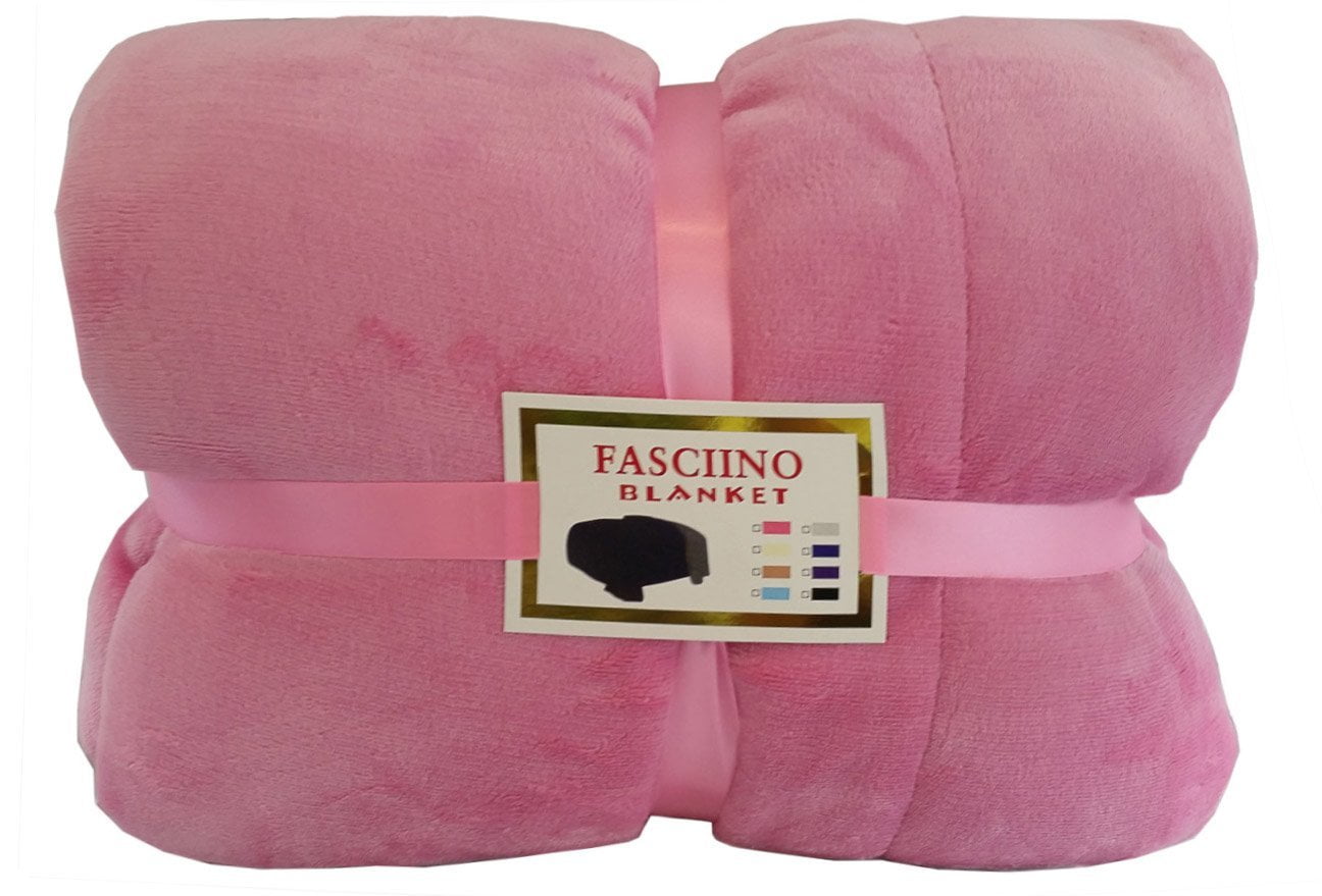 FASCIINO Super Soft Plush Reversible Velour Mink Borrego Blanket Throw