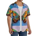 thumbnail image 4 of Disketp Men's Hawaiian Oil Painting Beautiful Butterfly Print Shirts Button Down Holiday Beach Shirts-X-Large, 4 of 7