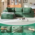 thumbnail image 3 of UHOMEPRO Full-Size 3-Seater Modular Sectional Sofa with Chaise, Deep Seat L-Shaped Couch for Living Room, Family Cloud Sofa with Supportive Cushions, Sherpa Fabric, Green, 3 of 13