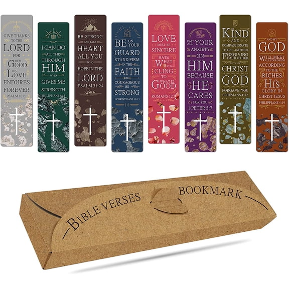 48 Pieces Christian Scripture Bookmarks with Bible Verse Quotes & Storage Box, Inspirational Book Mark Religious Marker Christian Art Gift Bookmark for Reading Lover, Men, Women, Kids