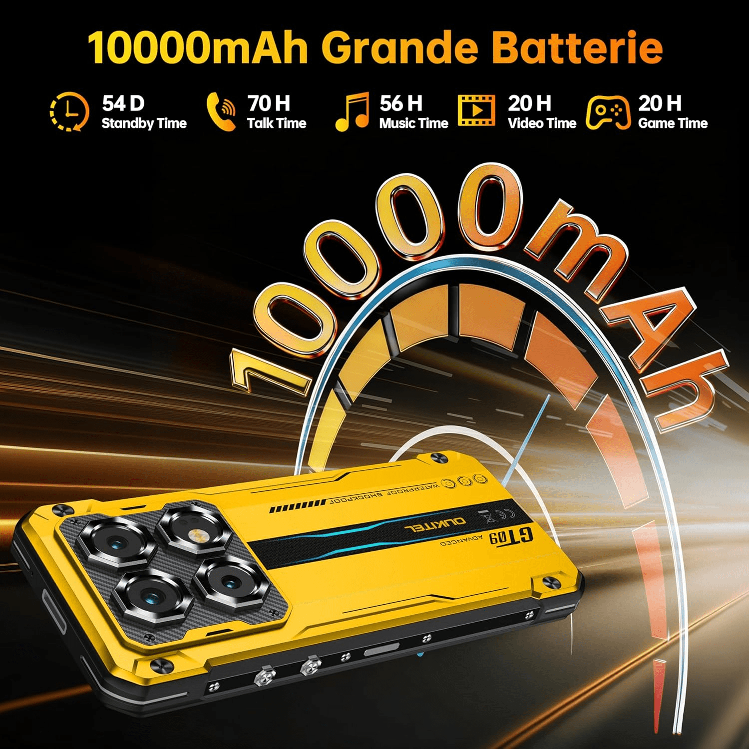 OUKITEL WP60 5G Rugged Smartphone Unlocked, 24GB RAM + 256GB ROM, 7.2" 120Hz Large Screen Cell Phone, 10000mAh Battery, 108MP Camera with Night Vision, Android 15 Waterproof Mobile Phone