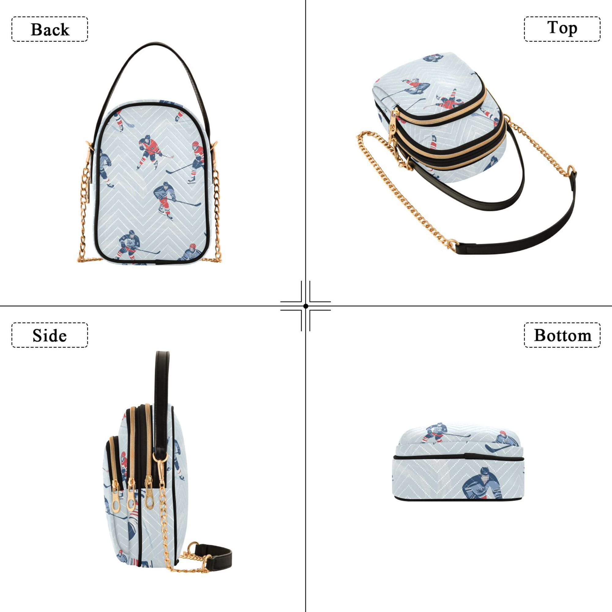 FORMRS Crossbody Bag for Women Quilted Travel Shoulder Cell Phone Purse with Chain Strap Handbag, Hockey Action Zone