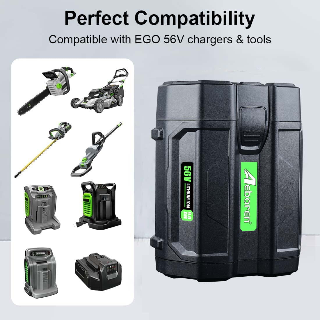 DASNITE For EGO-BA2800T POWER Battery (BA2800T) EGL1828 Li-ion 9.0Ah Compatible with 56V Power Tools，1PACK