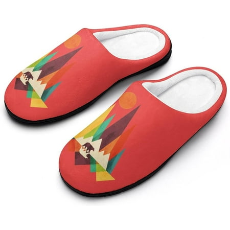 

Mountain Bear Women s Cotton Slippers Funny Printed Non Skid Rubber Soles