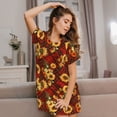thumbnail image 3 of Disketp Red Plaid Sunflower para Camisón Corto de Manga Corta para Mujeres, Camisón Cómodo con Escote Redondo, Bonito y Confortable, 3 of 6