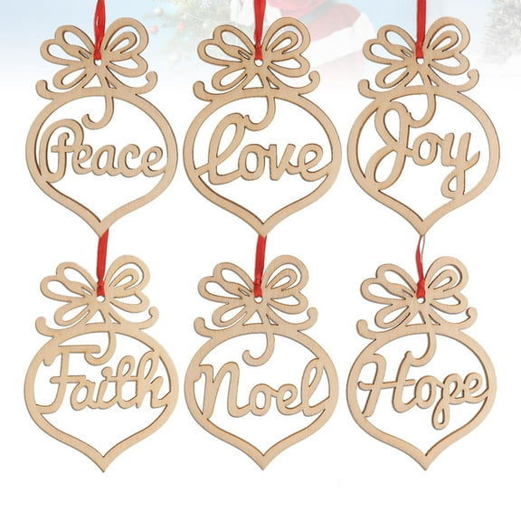 UPKOCH 6Pcs Khaki Wooden Craft Decorations Shatterproof Xmas Hanging