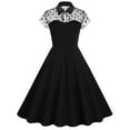 thumbnail image 4 of Xihbxyly Women Mesh Floral Embroidery Vintage Cocktail Dress 50s Goth Flared a Line Casual Wedding Prom Evening Dress, 4 of 7