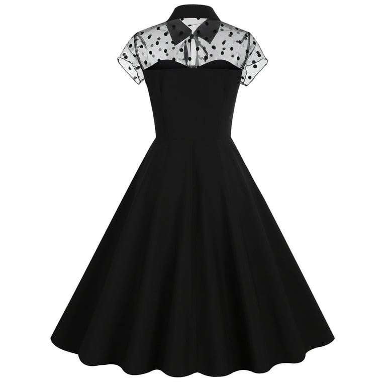 Fashion Elegant Polka Dot Patchwork Strap Design Turndown Collar Dresses Fashion Elegant Polka Dot Patchwork Strap Design Turndown Collar Dresses