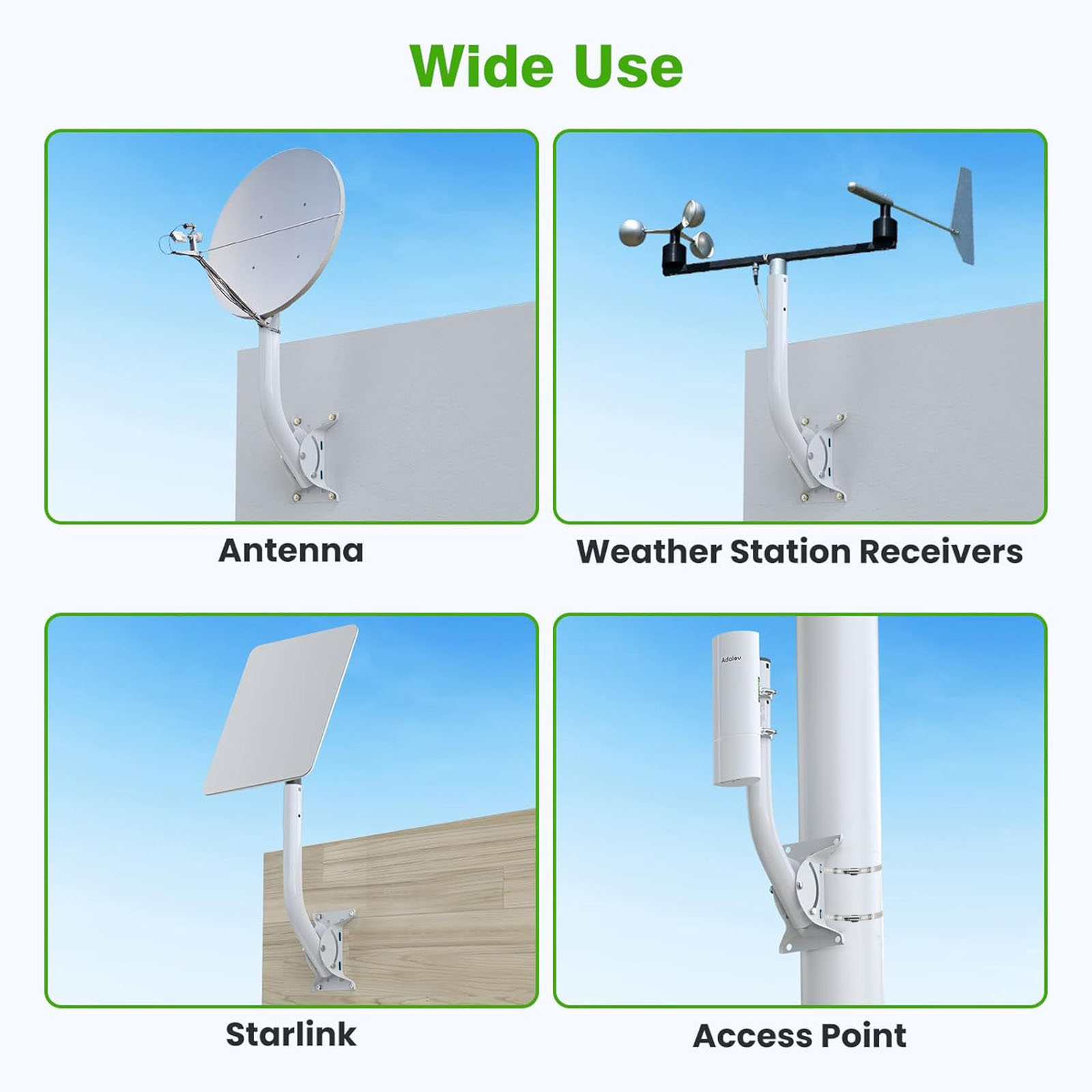Adjustable J-Arm Mounting 150° for Outdoor Weather Stations & WiFi Boosters