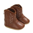 thumbnail image 3 of MEZZALL Leather Western Boots Cowboy Bootie Soft Sole Nonslip Crib Shoes For Baby Toddler Girls Boys Cute Footwear, 3 of 9