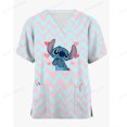 thumbnail image 4 of Uniformes médicos de enfermera con estampado 3D de Disney Stitch, cuello en V, manga corta, bolsillo, ropa de trabajo, uniformes médicos, accesorios, 4 of 4