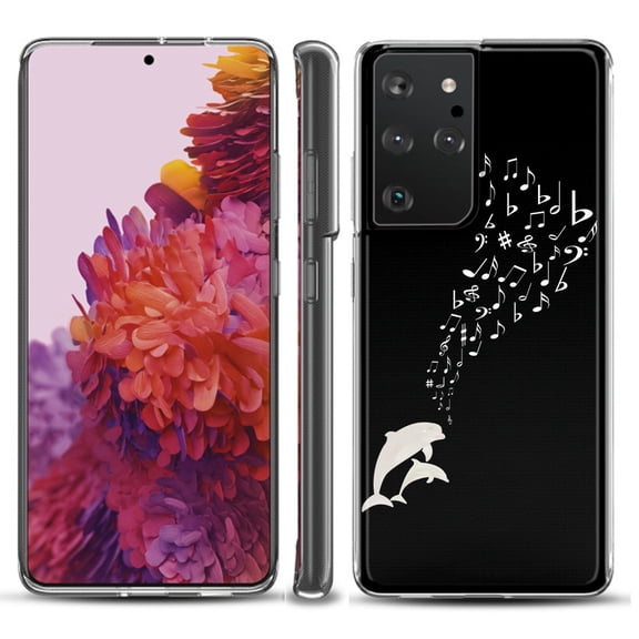 Slim-Fit Lightweight Protective Phone Case compatible with Samsung Galaxy S21 ULTRA 5G, by OneToughShield ® - Dolphin Music