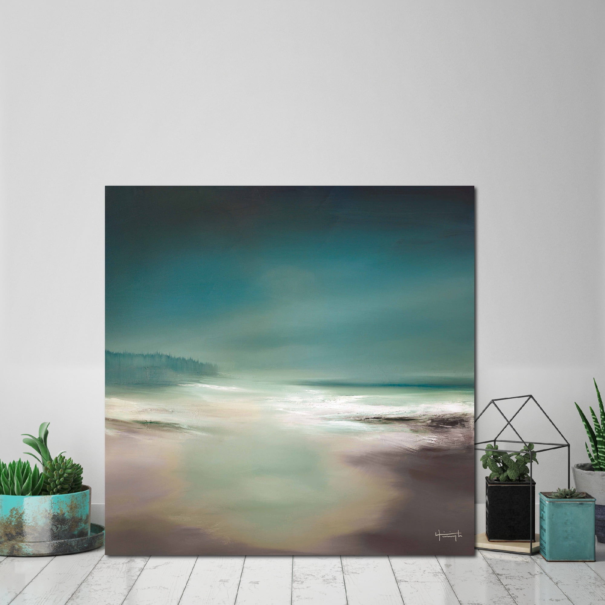 Blue/Brown Costline I Gallery-Wrapped Canvas Wall Art, 16x16