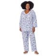 thumbnail image 2 of Aria Women's 100% Cotton 3/4 Sleeve V-Neck Top and Pant Pajama Set, 2pc Set, Sizes S-3X, 2 of 7