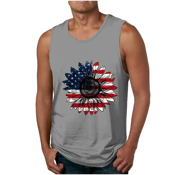Tanques para Hombre para el Verano Solto Chaleco Impresión Deportivo Cuello Redondo, Casual